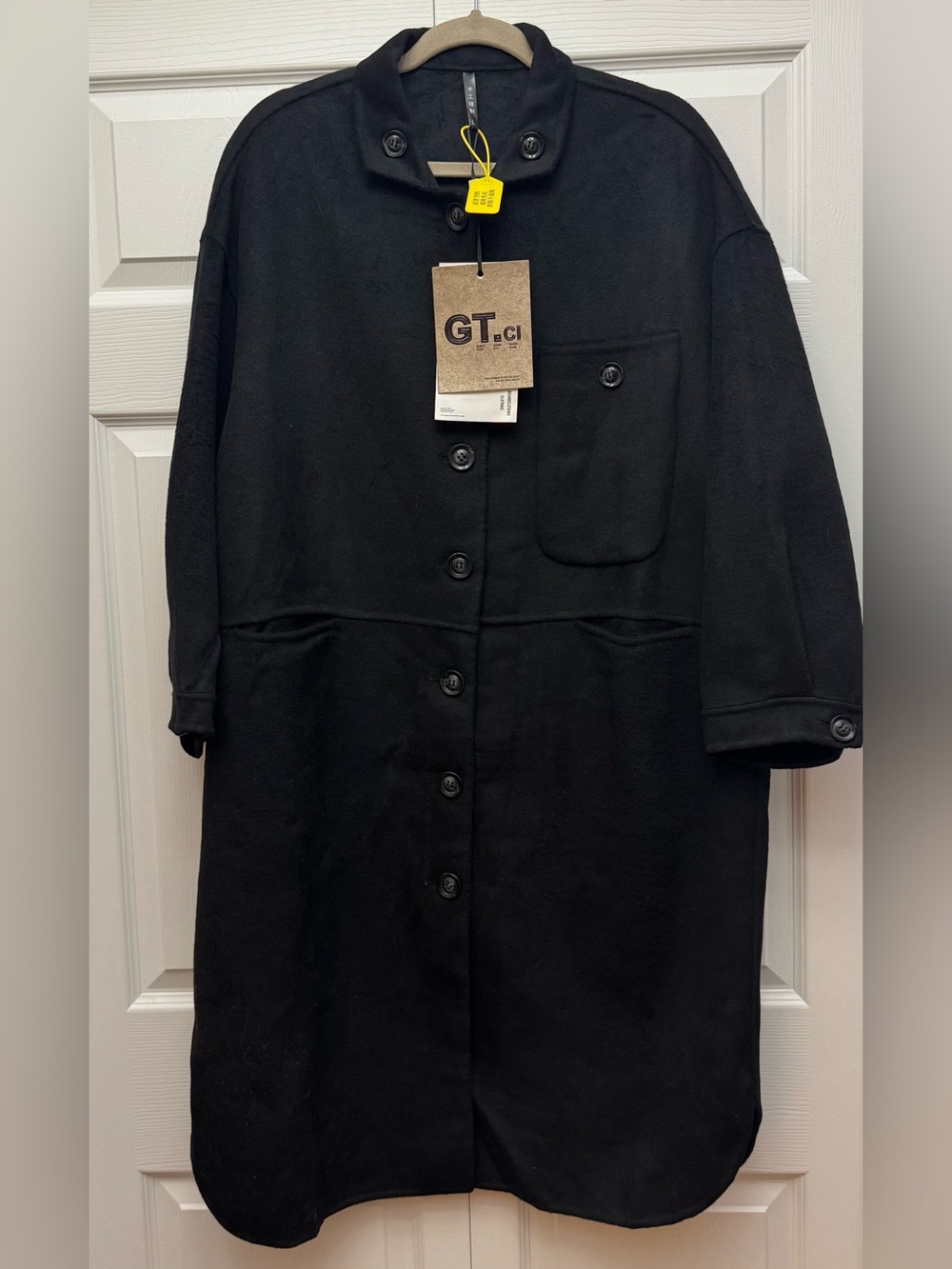 100% Wool Oversized Cocoon Overcoat Black - Size L NWT Women’s